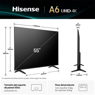 TV 4K Hisense 55A6Q | ORBIAM de Fábrica